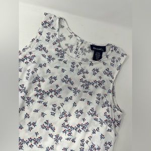 Denim & Co Flower Blue Red White Floral Print Sleeveless Dress Size Large GHI2.